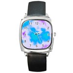 Blue And Purple Clouds Square Metal Watch