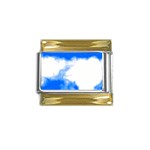 Blue Cloud Gold Trim Italian Charm (9mm)