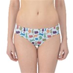 Blue Colorful Cats Silhouettes Pattern Hipster Bikini Bottoms