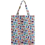 Blue Colorful Cats Silhouettes Pattern Classic Tote Bag