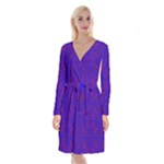 Purple Pilick2 Long Sleeve Velvet Front Wrap Dress