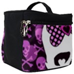 Pink Polka Dot Bow Skull Make Up Travel Bag (Big)