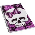 Pink Polka Dot Bow Skull 5.5  x 8.5  Notebook