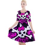 Punk Skull Princess Quarter Sleeve A-Line Dress
