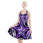 Purple Star Halter Party Swing Dress 