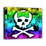 Rainbow Skull Deluxe Canvas 20  x 16  (Stretched)