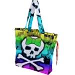 Rainbow Skull Drawstring Tote Bag