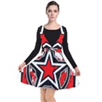 Star Checkerboard Splatter Plunge Pinafore Dress