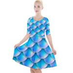 Mermaid Tail Blue Quarter Sleeve A-Line Dress