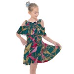Foil & Black Birds Kids  Shoulder Cutout Chiffon Dress
