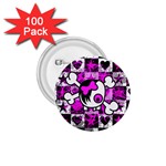 Emo Scene Girl Skull 1.75  Button (100 pack) 