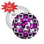 Emo Scene Girl Skull 2.25  Button (100 pack)