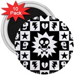 Gothic Punk Skull 3  Magnet (10 pack)