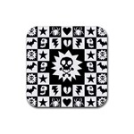 Gothic Punk Skull Rubber Square Coaster (4 pack)