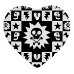 Gothic Punk Skull Heart Ornament (Two Sides)