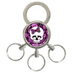 Pink Polka Dot Bow Skull 3-Ring Key Chain