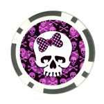 Pink Polka Dot Bow Skull Poker Chip Card Guard