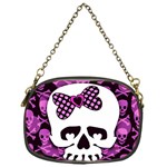 Pink Polka Dot Bow Skull Chain Purse (One Side)