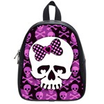 Pink Polka Dot Bow Skull School Bag (Small)