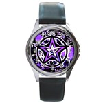 Purple Star Round Metal Watch