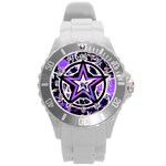 Purple Star Round Plastic Sport Watch Large