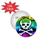 Rainbow Skull 1.75  Button (100 pack) 