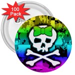 Rainbow Skull 3  Button (100 pack)