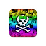 Rainbow Skull Rubber Coaster (Square)