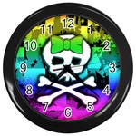 Rainbow Skull Wall Clock (Black)
