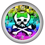 Rainbow Skull Wall Clock (Silver)