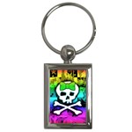 Rainbow Skull Key Chain (Rectangle)