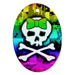 Rainbow Skull Oval Ornament (Two Sides)