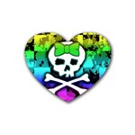 Rainbow Skull Rubber Coaster (Heart)