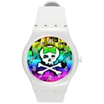 Rainbow Skull Round Plastic Sport Watch Medium