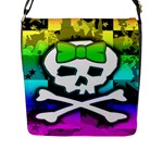 Rainbow Skull Flap Closure Messenger Bag (Large)