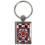 Star Checkerboard Splatter Key Chain (Rectangle)