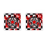 Star Checkerboard Splatter Cufflinks (Square)