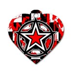 Star Checkerboard Splatter Dog Tag Heart (One Side)