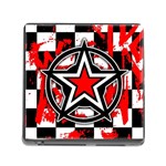 Star Checkerboard Splatter Memory Card Reader with Storage (Square)
