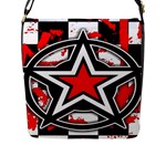 Star Checkerboard Splatter Flap Closure Messenger Bag (Large)