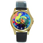 Mother&Baby Round Gold Metal Watch