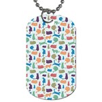 Blue Colorful Cats Silhouettes Pattern Dog Tag (One Side)