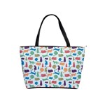 Blue Colorful Cats Silhouettes Pattern Shoulder Handbags