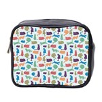 Blue Colorful Cats Silhouettes Pattern Mini Toiletries Bag 2-Side