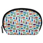 Blue Colorful Cats Silhouettes Pattern Accessory Pouches (Large) 