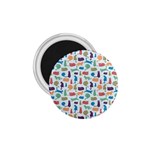 Blue Colorful Cats Silhouettes Pattern 1.75  Magnets