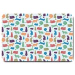 Blue Colorful Cats Silhouettes Pattern Large Doormat 
