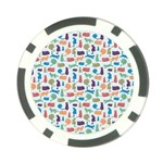Blue Colorful Cats Silhouettes Pattern Poker Chip Card Guards (10 pack) 