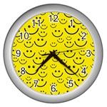 Smiley Face Wall Clock (Silver)