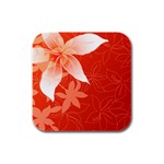 flower_plate Rubber Square Coaster (4 pack)